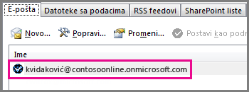 Nalog u dijalogu „Postavke naloga“ u programu Outlook 2013