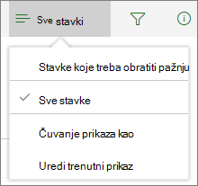 Stavke za koje je potrebna pažnja u meniju "Opcije prikaza"