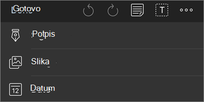 Više opcija za meni za navigaciju OneDrive za iOS PDF naznake