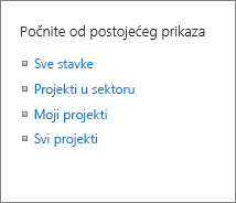 Počni od postojećeg prikaza