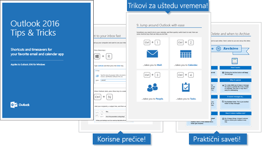 Outlook 2016 saveti i trikovi za eBook Naslovna stranica u okviru koji prikazuje savete