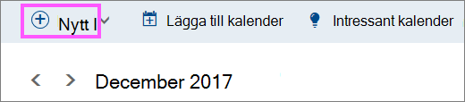 En skärmbild av knappen Nytt