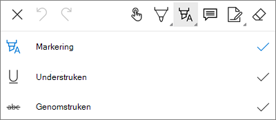 Markeringsmeny för Pdf-markering i OneDrive för Android