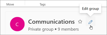 Välj Redigera grupp bredvid gruppens namn.