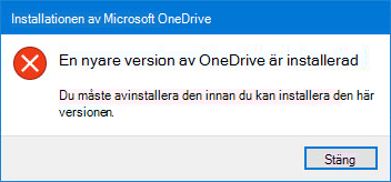 OneDrive ett felmeddelande