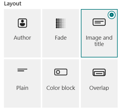 หกเค้าโครงสําหรับ Web Part แบนเนอร์