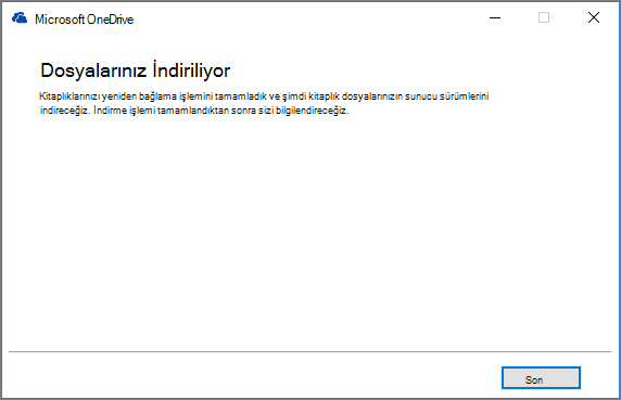 Son OneDrive İş Eşitlemesi onarım iletişim kutusu