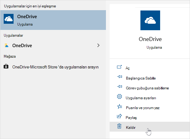 OneDrive Mağazası uygulamasını kaldırma