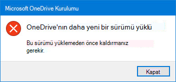 OneDrive açılan menüsünden