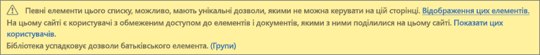 Повідомлення про унікальні дозволи для списку або бібліотеки