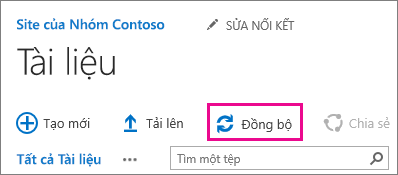 Lệnh Đồng bộ trong thư viện tài liệu SharePoint