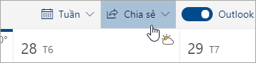 Ảnh chụp màn hình nút Chia sẻ lịch.