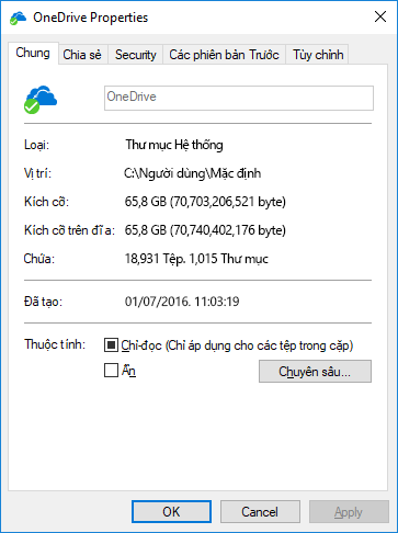 Thuộc tính OneDrive