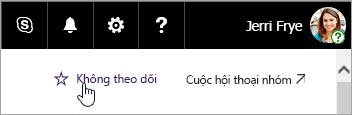 Ảnh chụp màn hình nút Theo dõi trên một SharePoint site.
