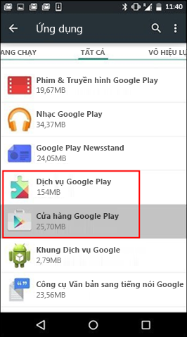 Xóa Bộ đệm ẩn của Ứng dụng Cửa hàng Google Play