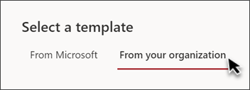 网站模板选取器中显示“从组织”的选项卡的图像