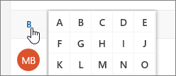 選取一個字母以顯示其他可用字母