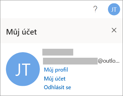 Zobrazuje možnost Odhlásit se v Office pro web