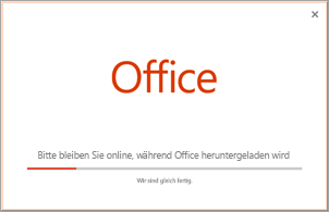 Fortschritt der Installation der Office-App.