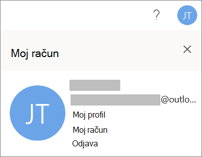 Prikazuje mogućnost odjave iz web-aplikacije Office Online