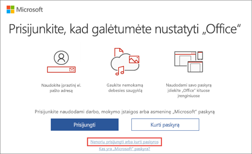 Rodomas saitas, kurį spustelėjate, kad įvestumėte "Microsoft" darbo vietos nuolaidos programos produkto kodą