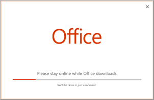 Progress of installation of Office app