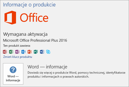 Wyświetla widok Backstage wersji pakietu Office opartej na licencjonowaniu zbiorczym