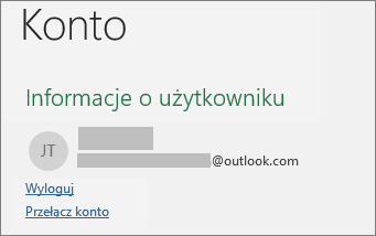 Wyświetla link wylogowania w widoku Backstage pakietu Office w systemie Windows