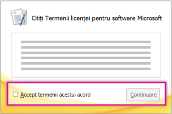 Citiți și acceptați termenii licenței