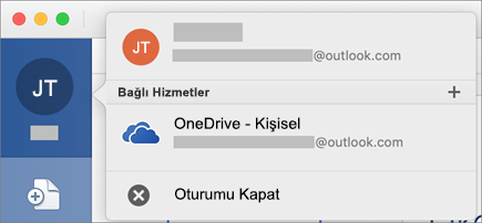 Mac için Office’in Backstage görünümünde Oturum Kapat seçeneğini gösterir