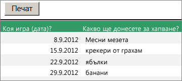 Печатаем изглед на работен лист