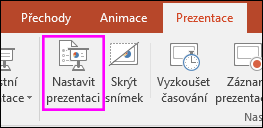 Tlačítko Nastavit prezentaci