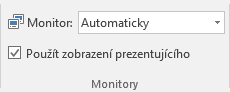 Skupina monitorů na kartě Prezentace