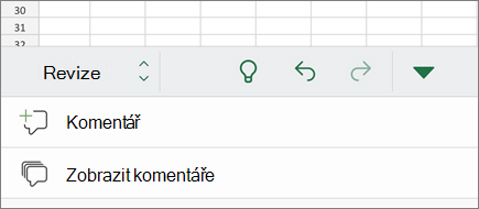 Podnabídka Komentáře v iPhonu