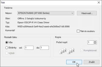 Tisk spustíte kliknutím na OK.