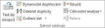 Skupina Datové nástroje na kartě Data