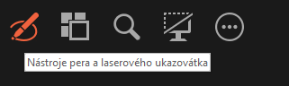 Použití pera nebo laserového ukazovátka k ukazování nebo psaní na snímky
