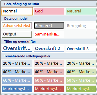 Eksempel på foruddefinerede celletypografier