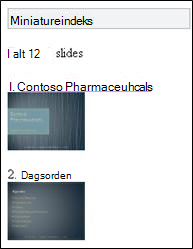 Miniatureindeks i Mobile-fremviser til PowerPoint