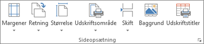 Gruppen Sideopsætning på fanen Sidelayout
