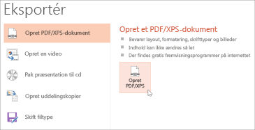 Gemme en præsentation som PDF