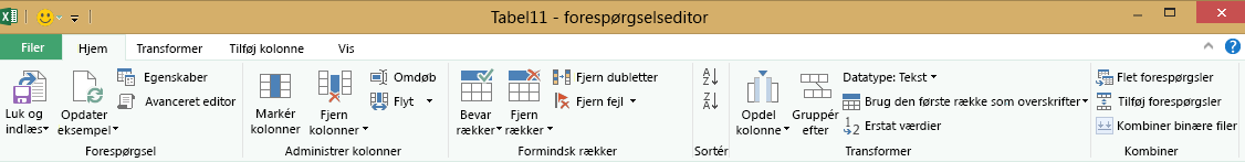 Båndet Forespørgselseditor