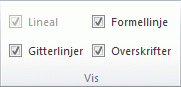 Indstillinger i gruppen Vis på fanen Vis