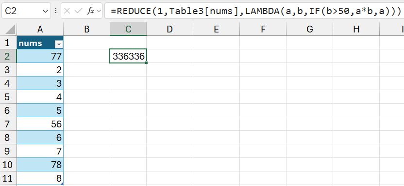 REDUCE LAMBDA-Beispiel