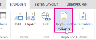 Abbildung der Schaltfläche "Kopf- und Fußzeile" in Word Web App