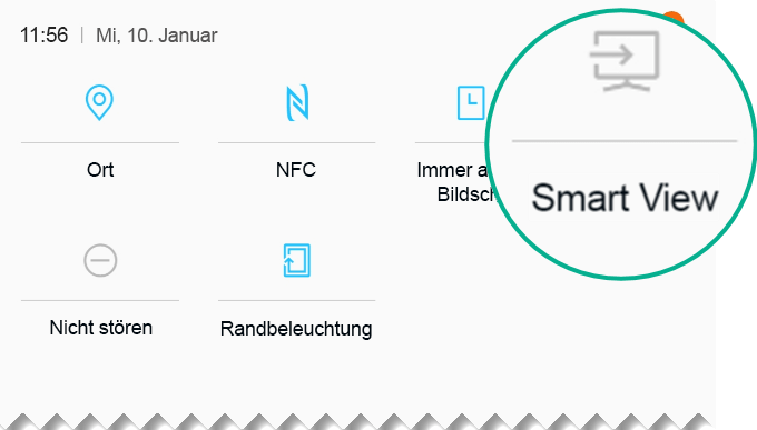 Suchen Sie Smart View in den Schnelleinstellungen, und tippen Sie zum Öffnen darauf.