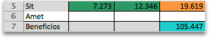 Evaluación de Solver de ejemplo con nuevos valores