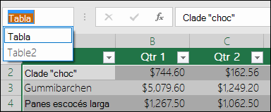 Barra de direcciones de Excel a la izquierda de la barra de fórmulas