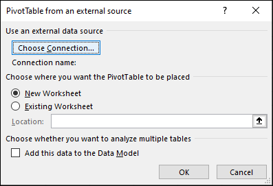 PivotTable-liigendtabel välisallikast