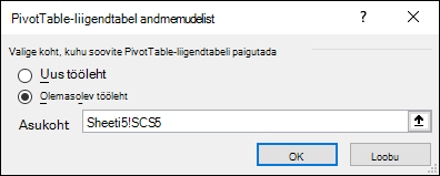 PivotTable-liigendtabel andmetabelist